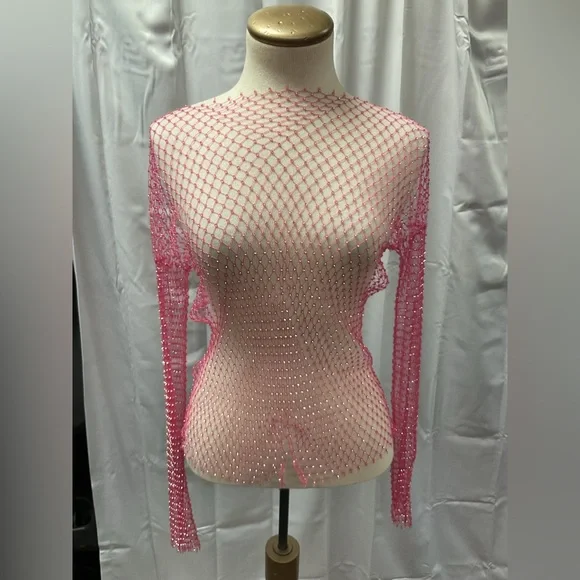 Superdown Karolie Sheer Rhinestone Top - with blemish - Picture 5 of 7